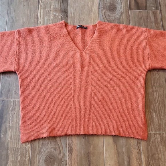 ASOS Threadbare Pumpkin Spice V-Neck Ribbed Relaxed-Fit Sweater - Picture 9 of 15